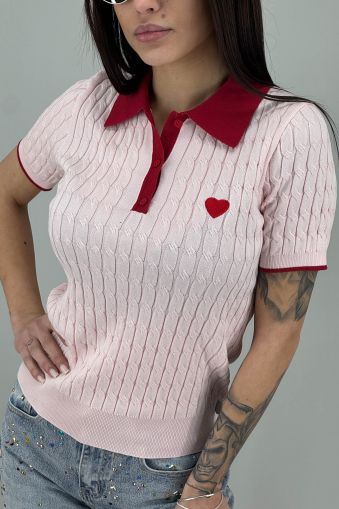 Дамски пуловер фино плетиво в розово