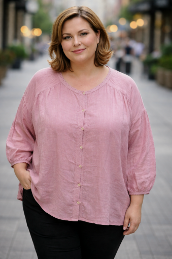 Дамска ленена риза в светло лилаво