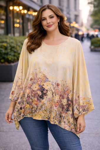 Дамска МАКСИ блуза в жълто