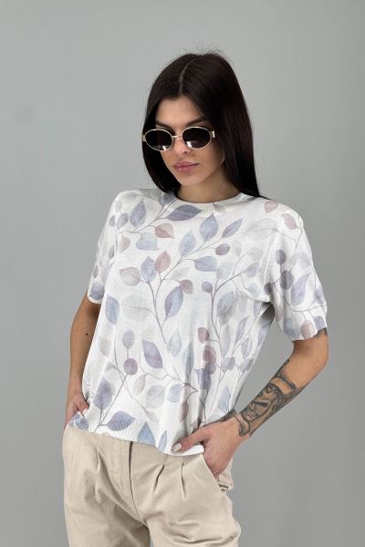 Дамска блуза с листен принт