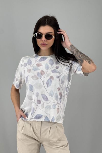 Дамска блуза с листен принт
