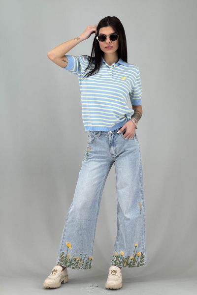 Дамски дънки в светло синьо