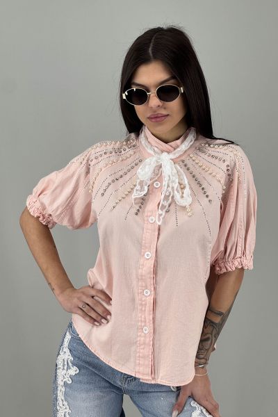 Дамска риза в цвят пудра