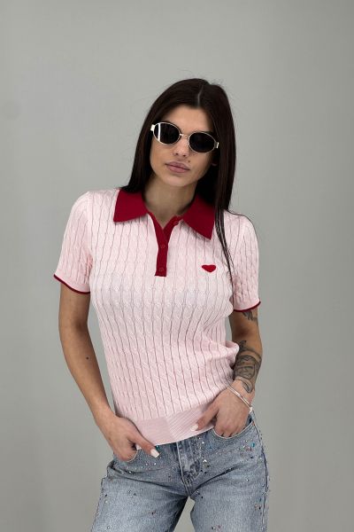 Дамски пуловер фино плетиво в розово