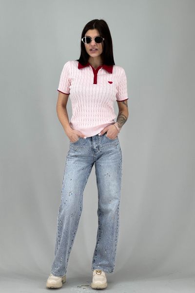 Дамски пуловер фино плетиво в розово