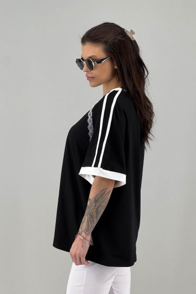 Дамска блуза в черно с бяло