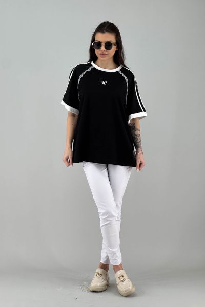 Дамска блуза в черно с бяло