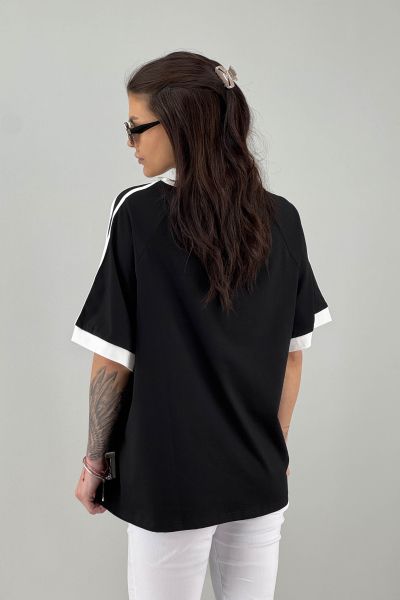 Дамска блуза в черно с бяло