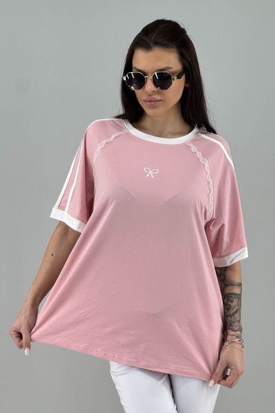 Дамска блуза в розово и бяло