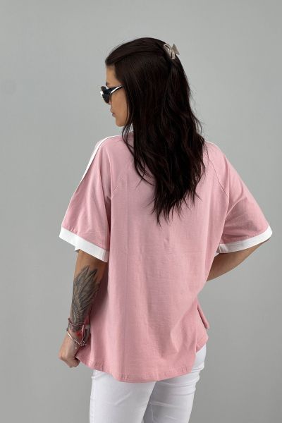 Дамска блуза в розово и бяло