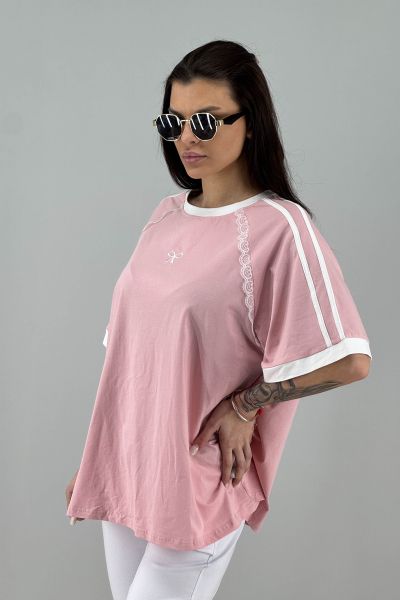 Дамска блуза в розово и бяло