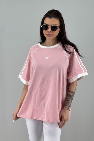 Дамска блуза в розово и бяло