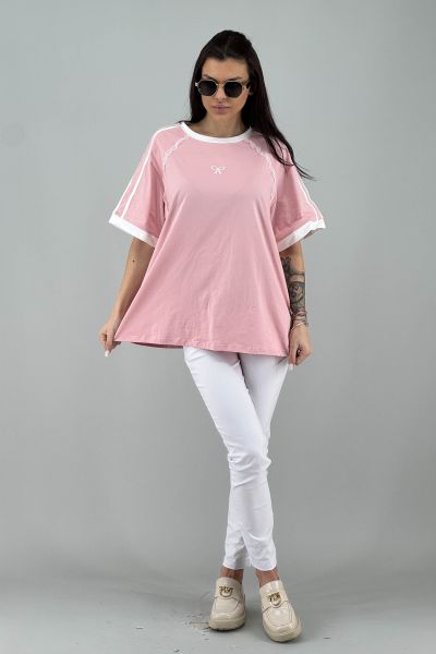 Дамска блуза в розово и бяло