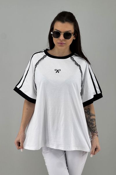 Дамска блуза в бяло с черно