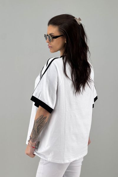 Дамска блуза в бяло с черно