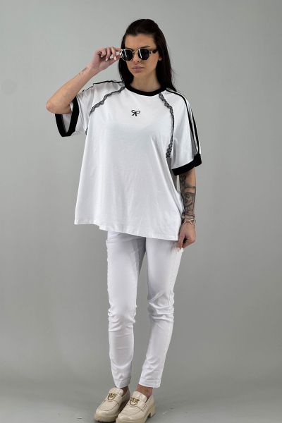 Дамска блуза в бяло с черно