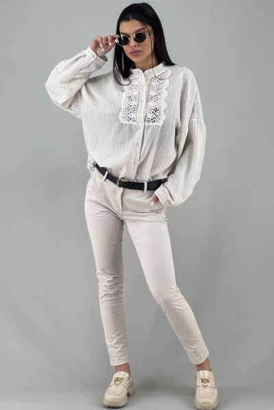 Дамски панталон в бежаво