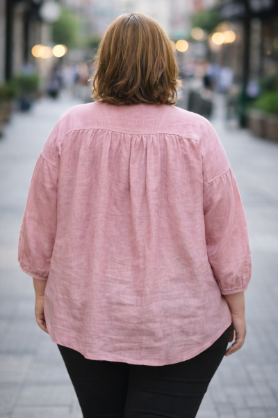 Дамска ленена риза в светло лилаво