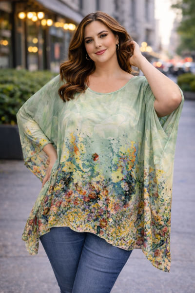 Дамска МАКСИ блуза в светло зелено