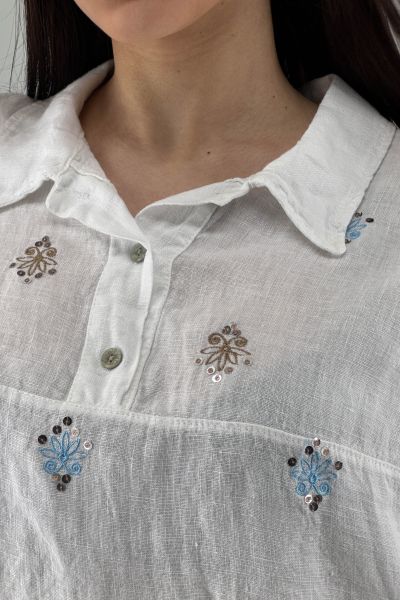 Дамска ленена риза в бяло