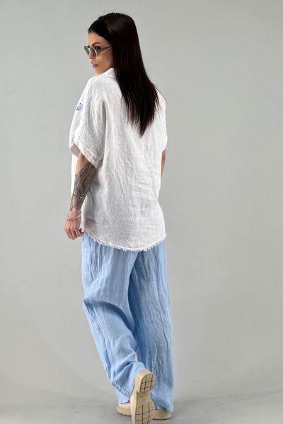 Дамска ленена риза в бяло