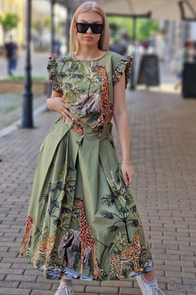 Дълга пола от памук с принт