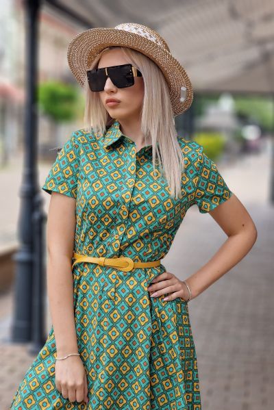 Рокля от памук миди дължина