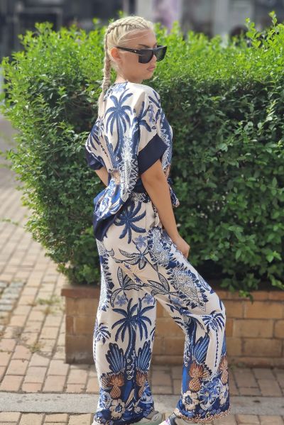 Панталон с палми от полиестер